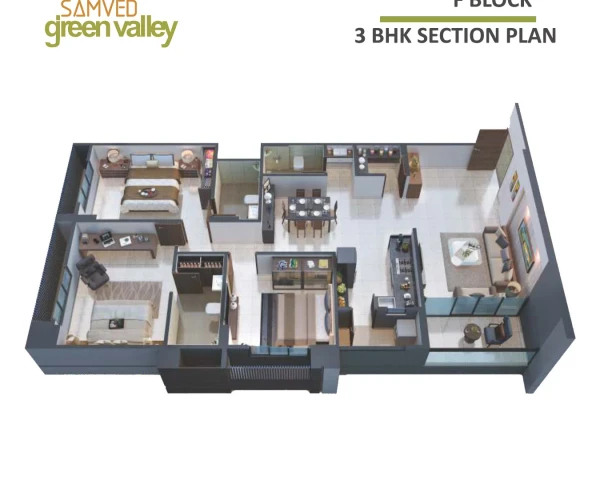 3 BHK Section Plan - Block F